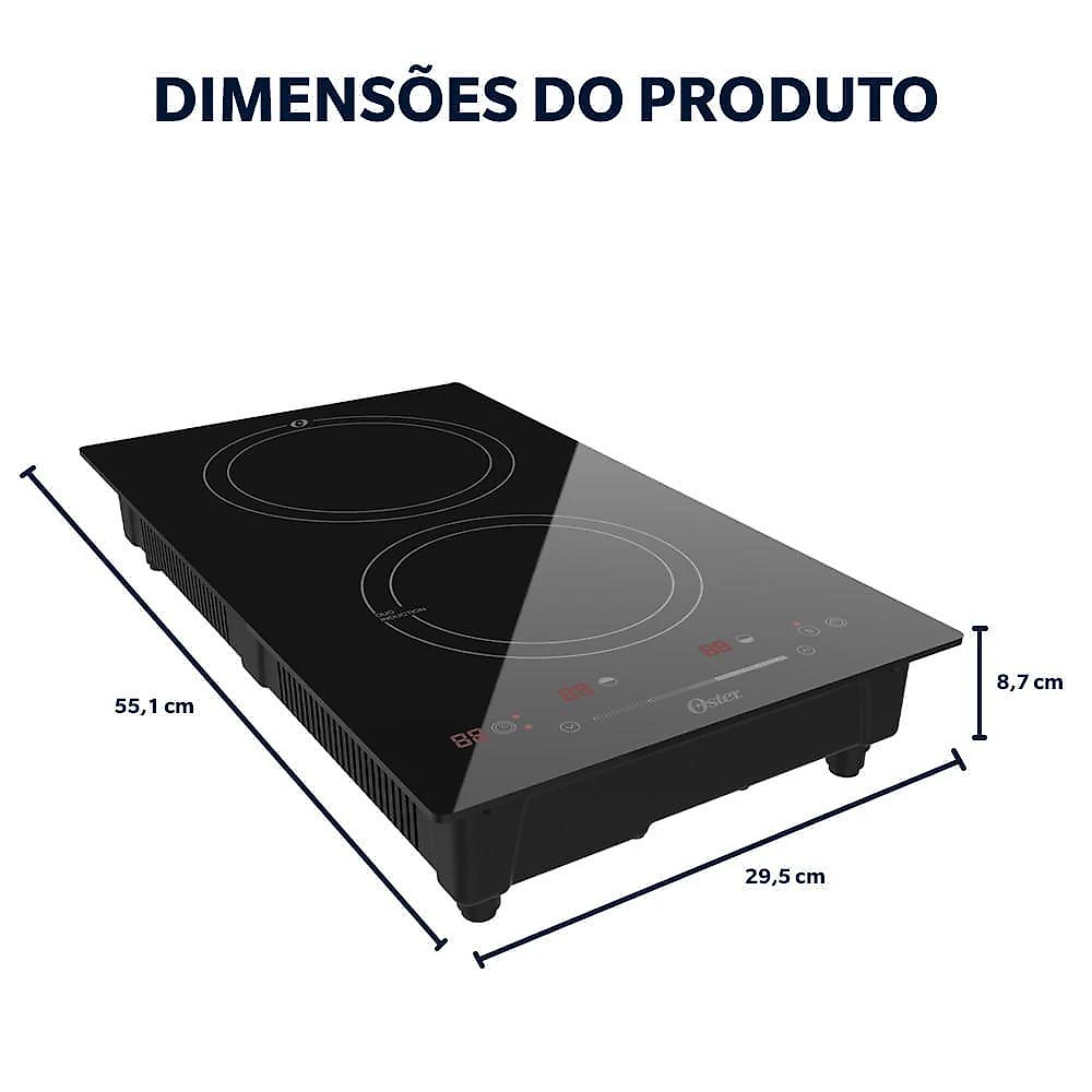 Cooktop De Indução 2 Bocas Oster Touch Screen 2 Em 1 110V