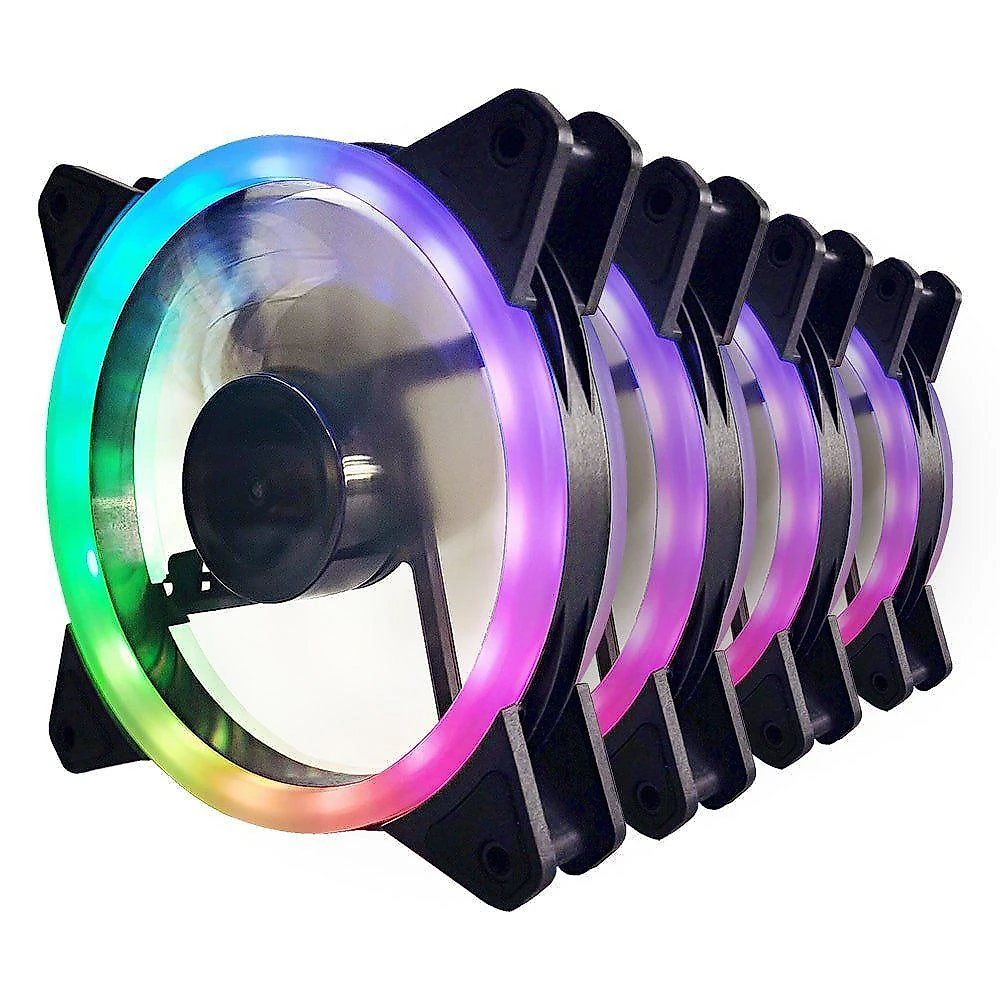 Kit Cooler Fan Evus FK-12P com Iluminação RGB e Controle Remoto 4 Unidades Evus