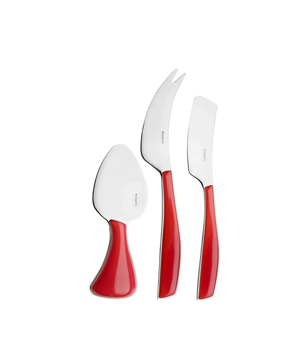 Conjunto para Queijo Faca Espátula Frios Vermelho Bugatti 3 Peças
