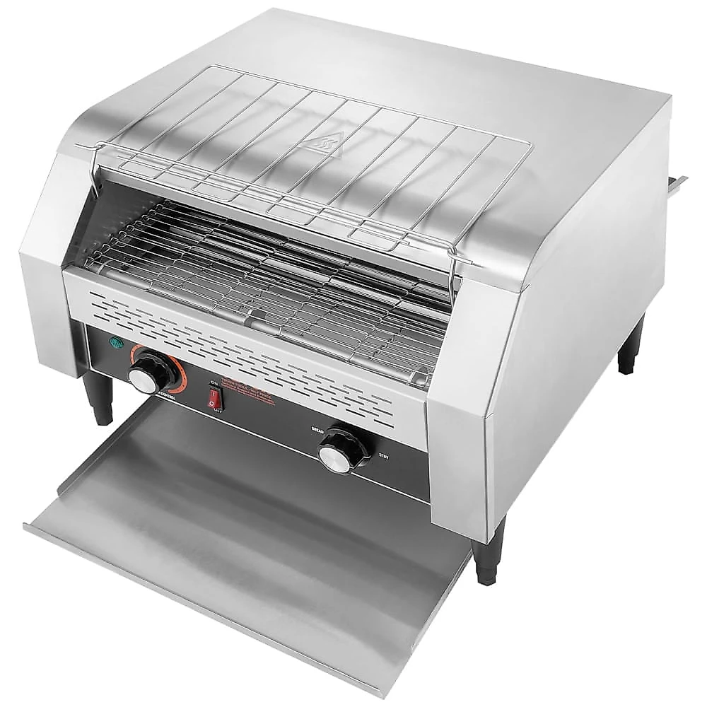 Torradeira Comercial de Esteira VEVOR 1770W, 450 Fatias por Hora, Forno Elétrico Robusto, Correia de Aço Inoxidável 304 para Alimentos, Controle Duplo