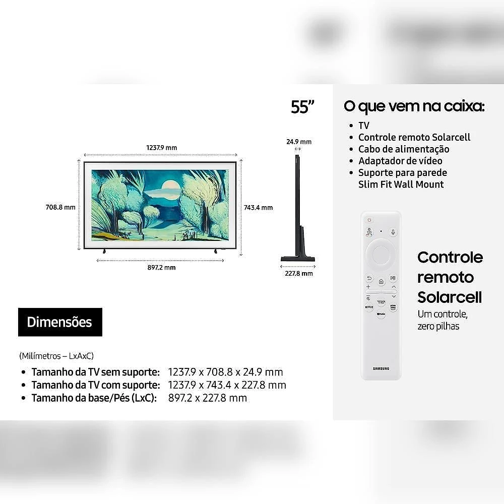 Smart tv 43” qled 4k samsung qn43ls03fagxzd the frame vision ai 2025 modo arte antirreflexo