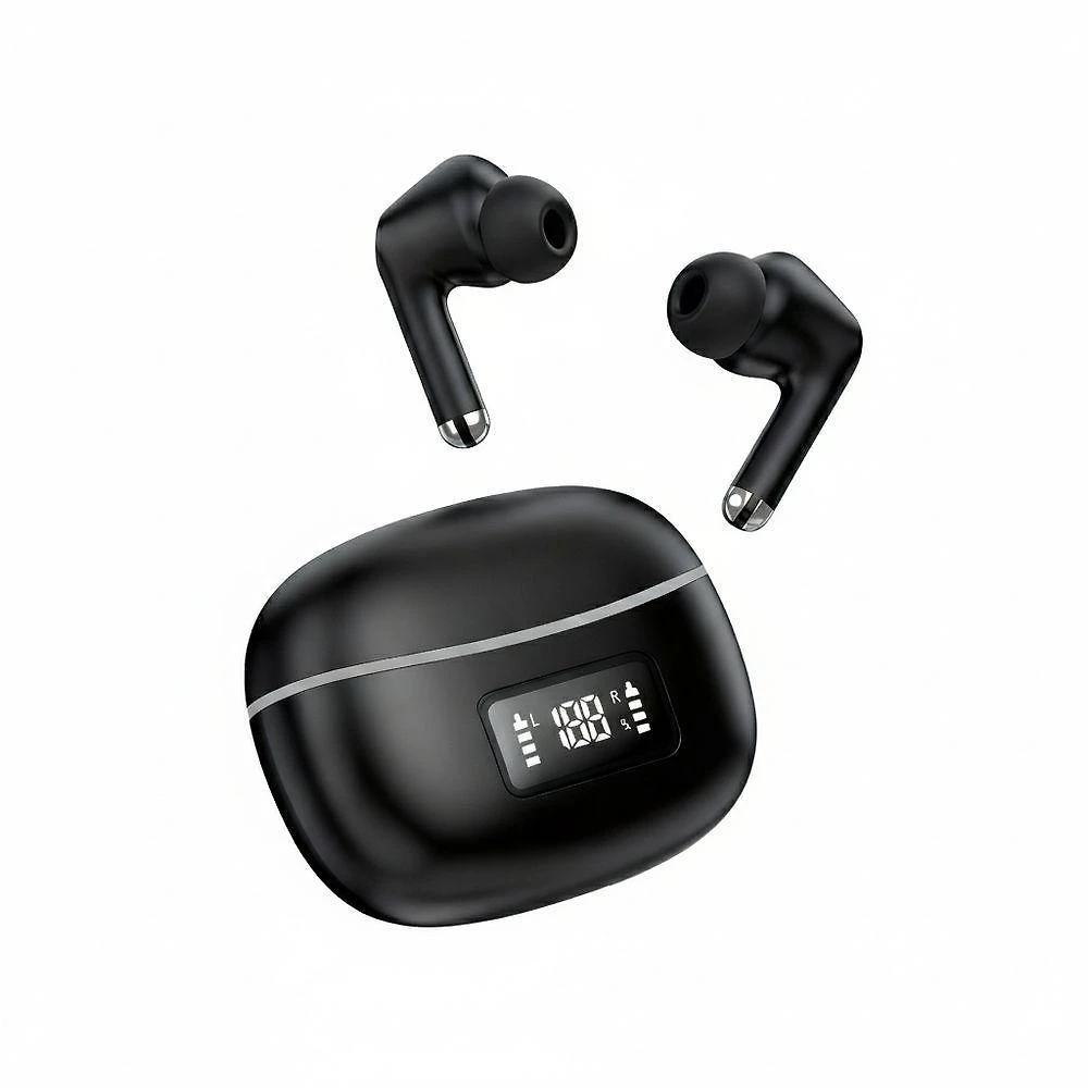Fone de ouvido bluetooth airpods t-206 com tela led e estojo recarregável usb preto
