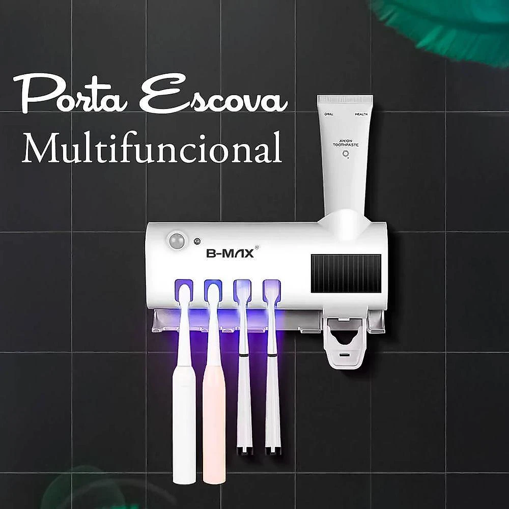 Dispenser Automático Suporte Escova de Dente e Esterilizador UV B-Max com UV-A e Espremedor 4