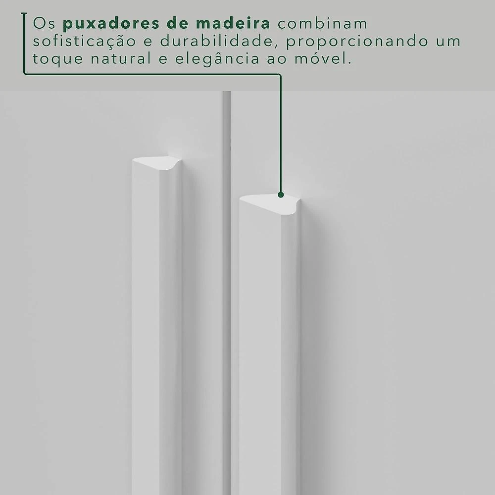 Guarda-Roupa Casal com Espelho 6 Portas 2 Gavetas França Branco