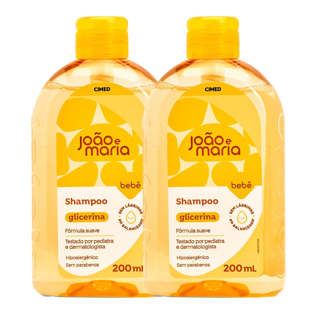 Kit 2 Shampoo Bebê João e Maria Glicerina 200ml