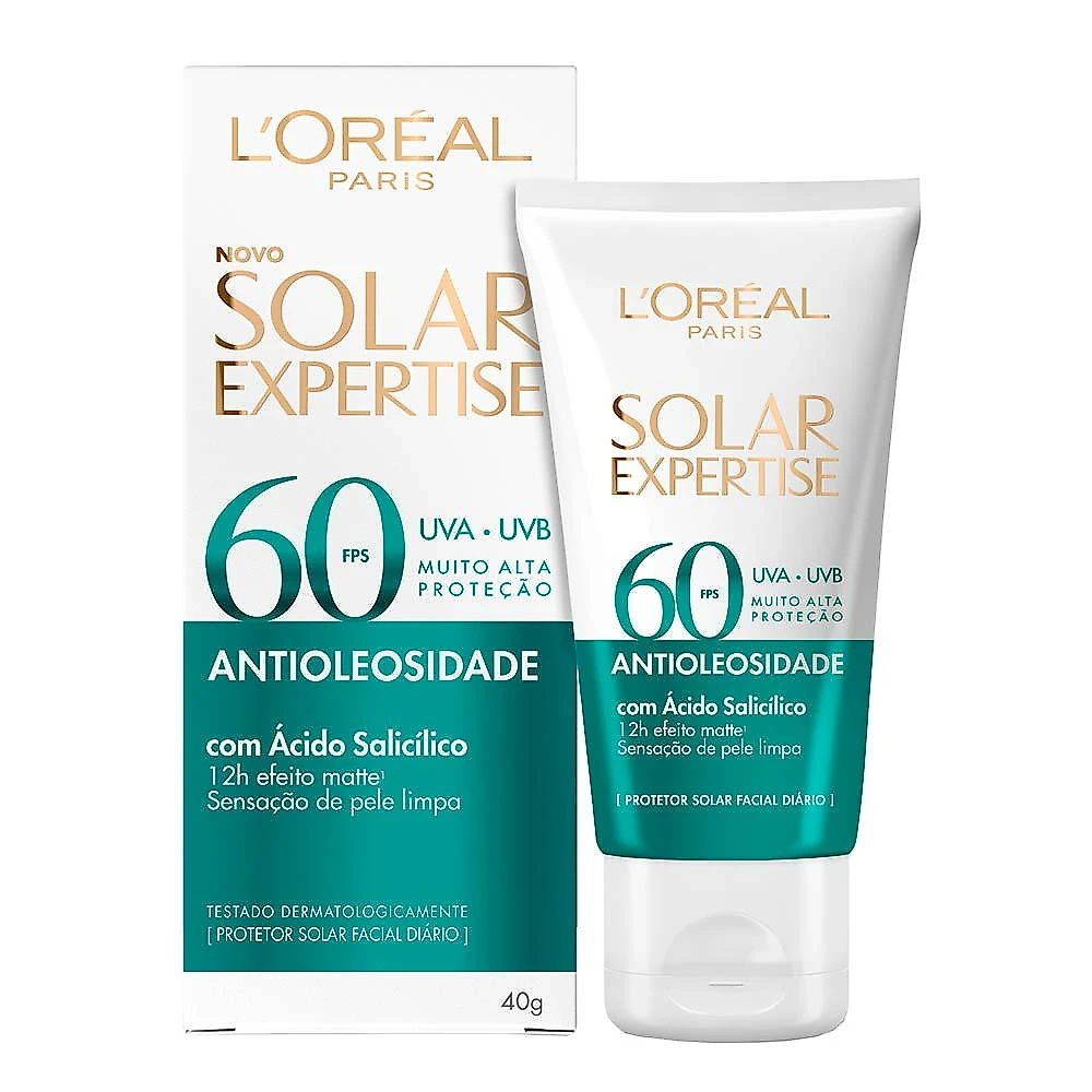 Protetor solar facial l'oréal paris solar expertise antioleosidade fps60 40g