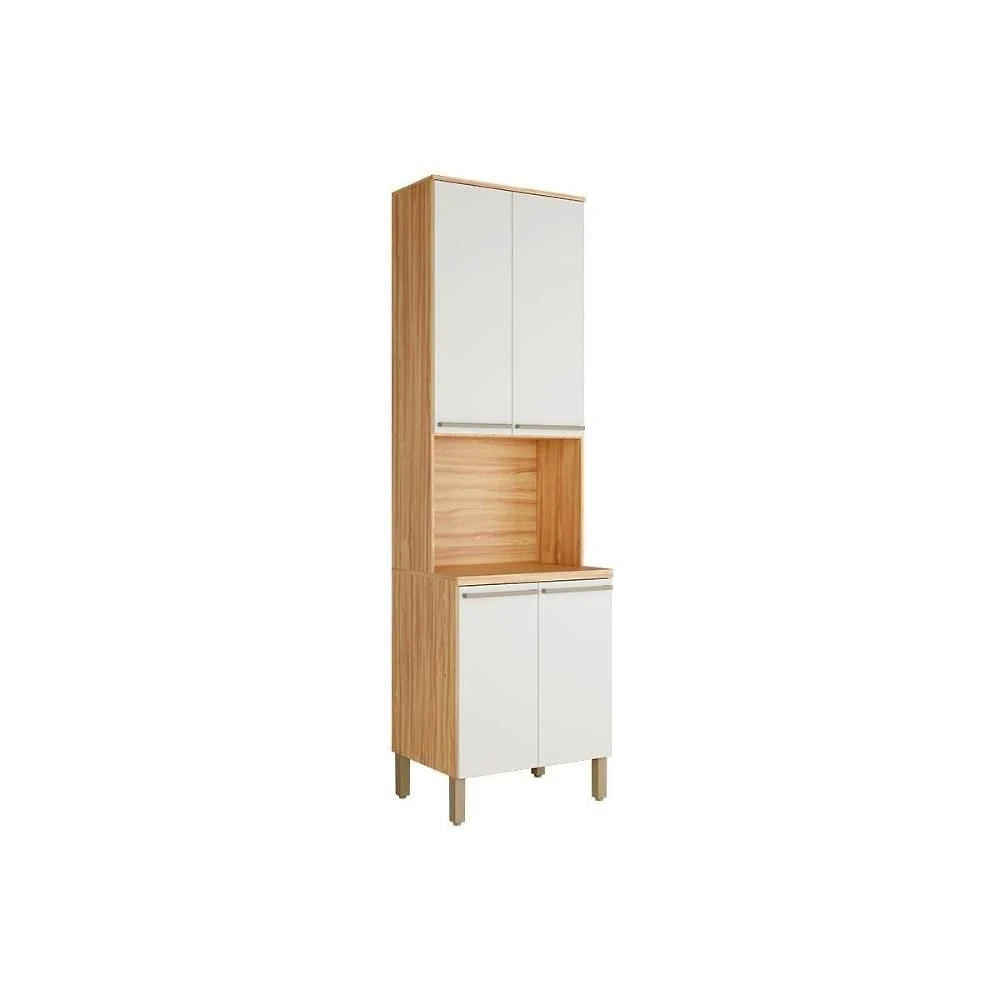 Paneleiro De Cozinha Modulado Napoli Prime Com 4 Portas E 1 Nicho Para Forno 66x222cm Amendoa Off White Ronipa