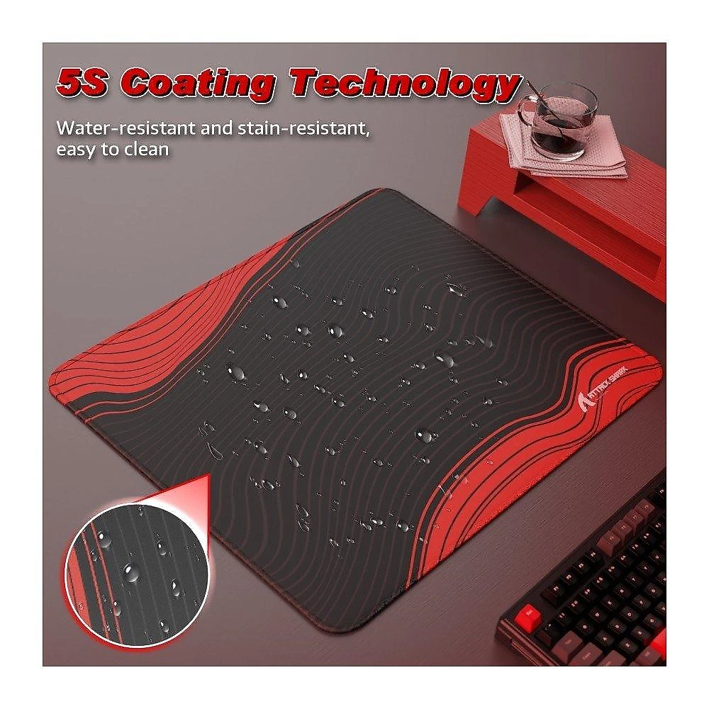 Mousepad Gamer Attack Shark, Black Red-Contour Line - CCM02