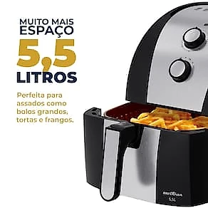 Fritadeira Elétrica Britânia BFR51 Gold 5,5L 1500W Air Flow Preta 110V