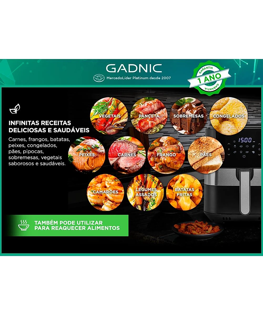 Fritadeira Airfryer Family Digital Gadnic 6.5 Litros