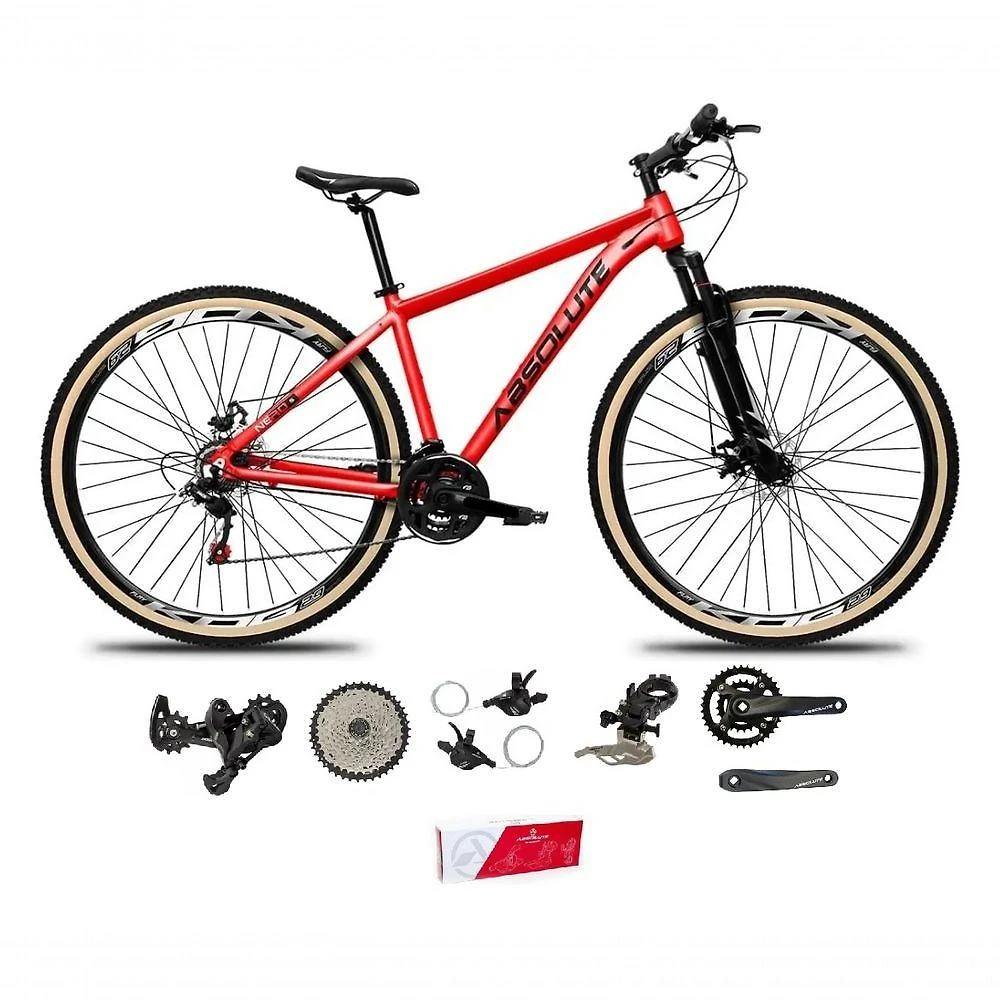Bicicleta Aro 29 Absolute Nero 5 Alumínio 2x9 Freios Hidráulicos K7 Garfo Com Trava 18v Mtb vermelho Tam: 17