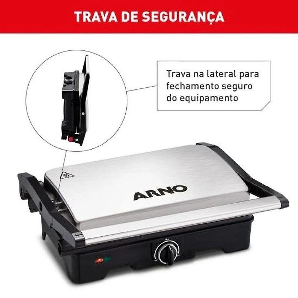 Grill Elétrico Dual Gnox com Abertura de 180 graus  e Placas Antiaderentes Inox para Uso Versátil 110V