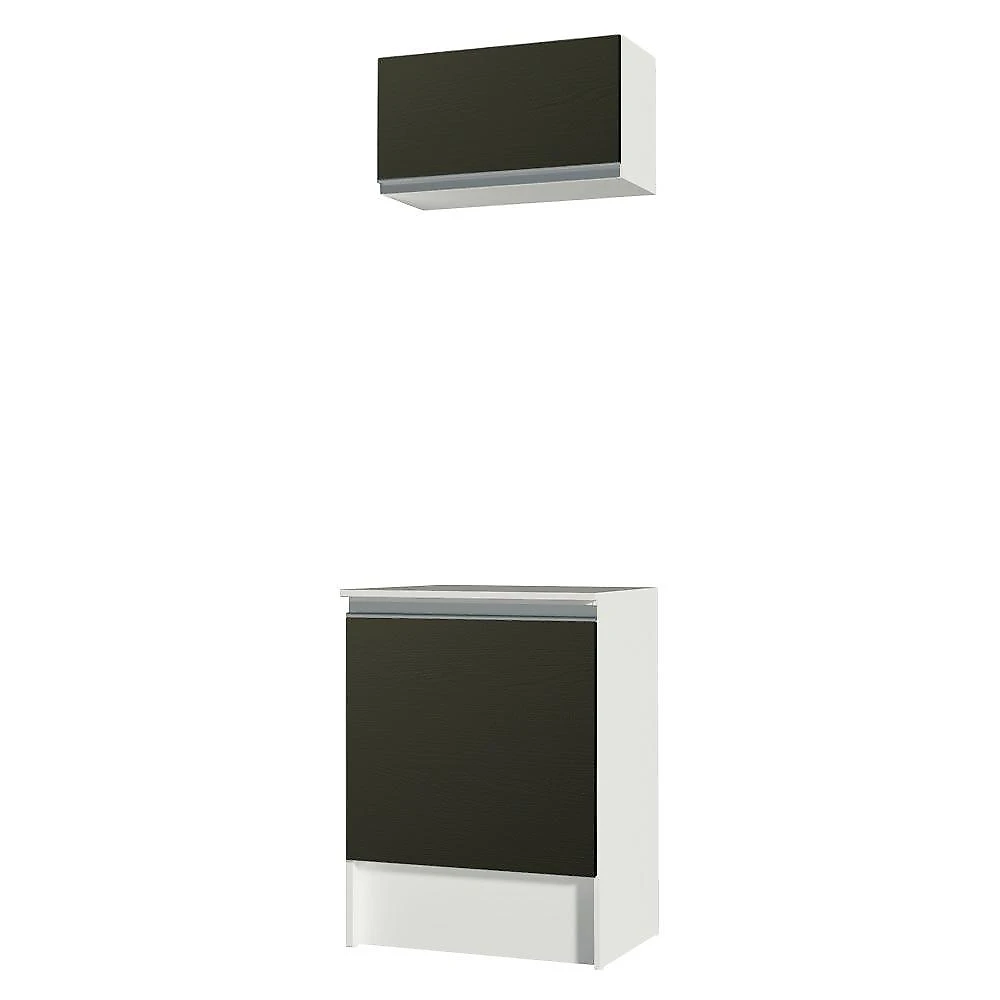 Kit Área de Serviço Madesa Topazio 60 cm com Armário e Balcão - Branco/Preto Branco/Preto
