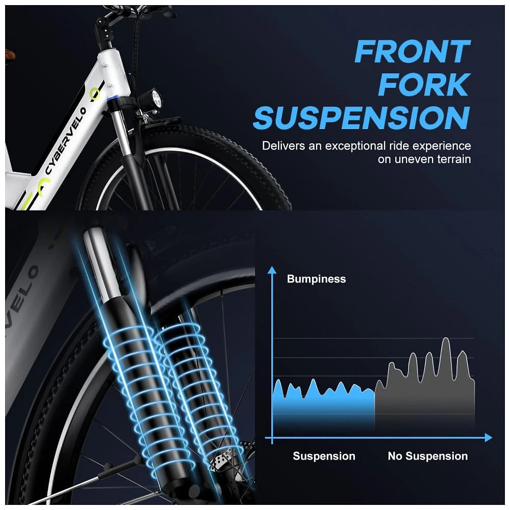 Bicicleta Elétrica Cybervelo 1000 Peak para Adultos, Autonomia de até 80 Milhas com Bateria Removível, E-Bike Elétrica de 26 Polegadas com 7 Velocidad