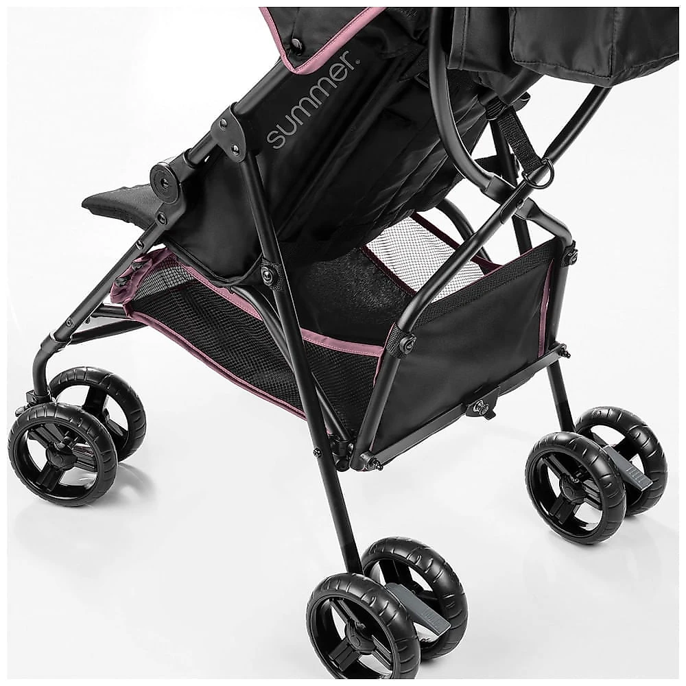 Carrinho de Bebê Leve Summer by Ingenuity 3D Mini - Rosa - Reclinável, com Capota Solar e Design Compacto