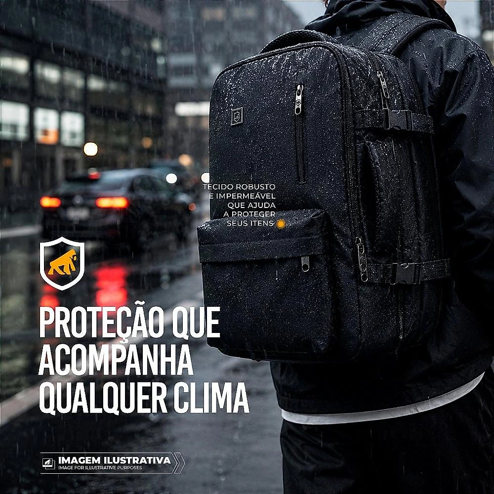 Kit Mochila Symetric Impermeável 33L Notebook 17" + Carregador Turbo PD - Gshield