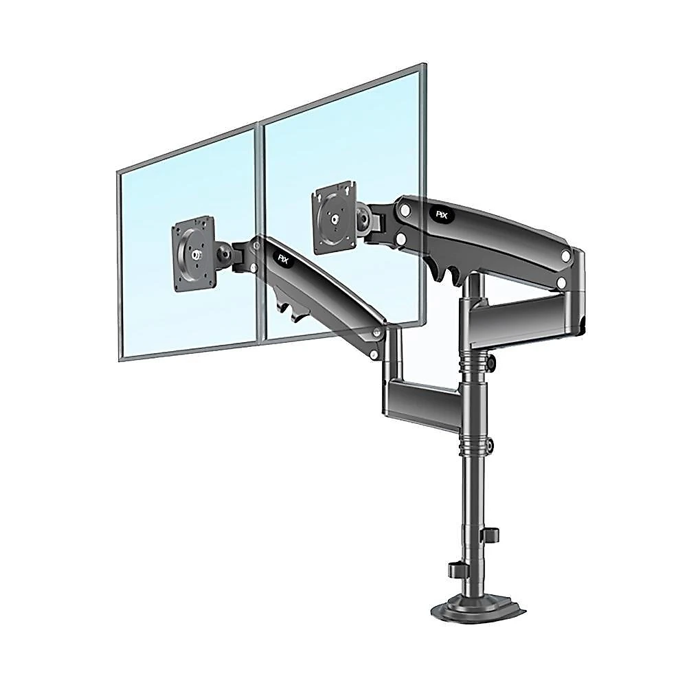 Suporte de Mesa Ajustavel com Pistao a Gas Para 2 Monitores PIX, 17" à 35", Preto - PX-H160