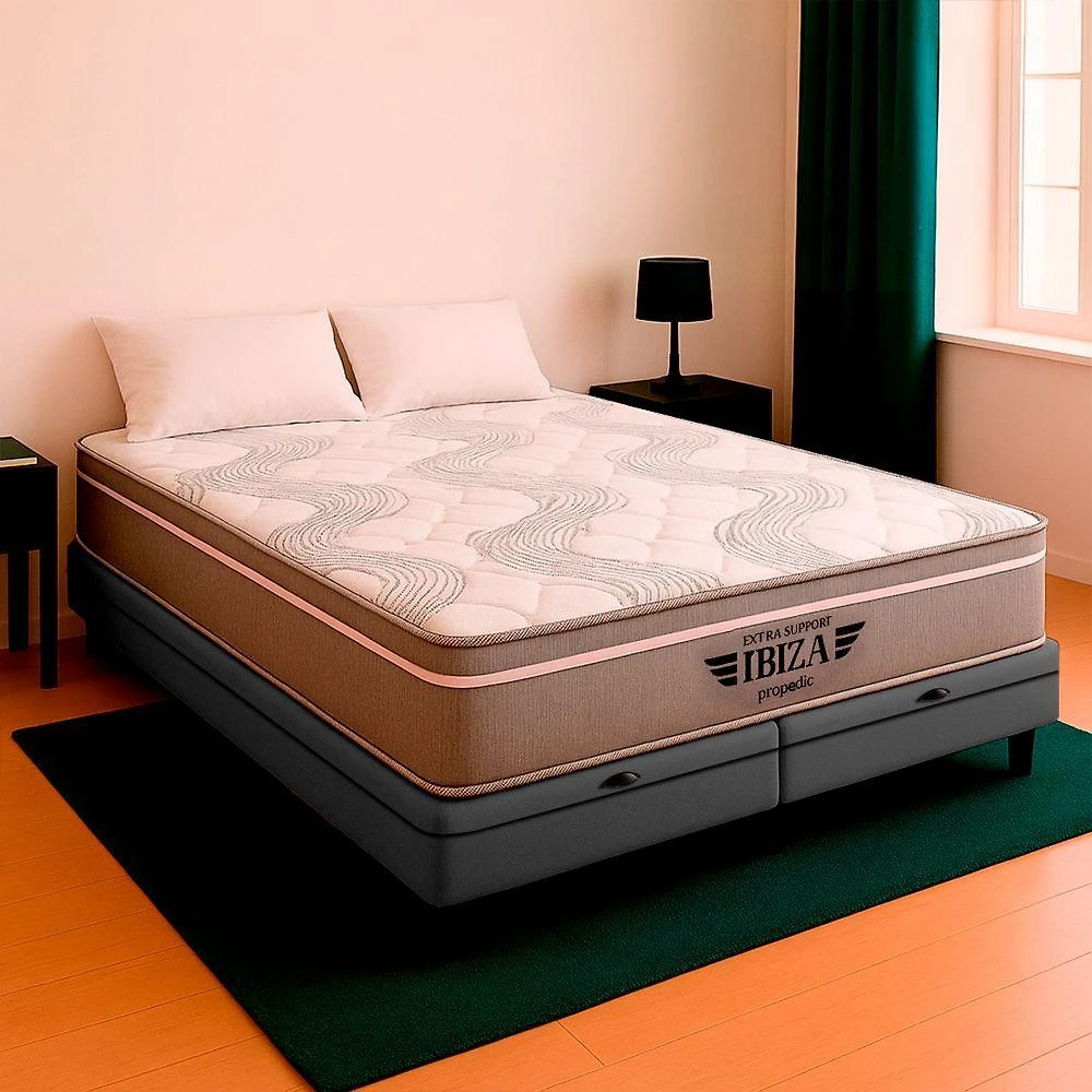 Cama Box King Cinza E Colchão Ibiza Molas Ensacadas Vstore