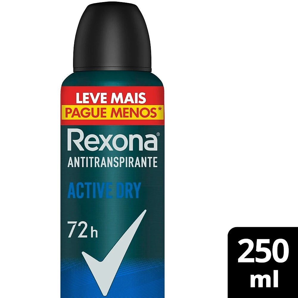 Miniatura Desodorante Aerossol Rexona Men Active Dry 72h 250ml Leve Mais Pague Menos
