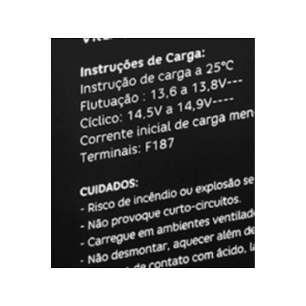 Bateria Selada F187 12V 5Ah VRLA-AGM com Terminais FAST ON Preto Elgin