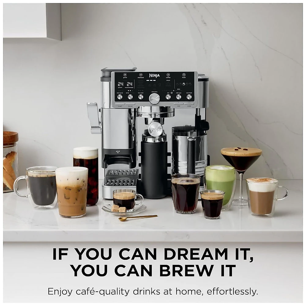 Máquina de Espresso Ninja Luxe Café Pro ES701 Inox, 2 L, Moedor Integrado, 120V