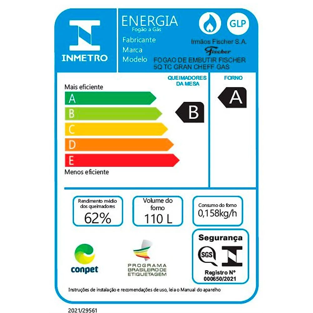 Fogão de Embutir 5 Bocas Fischer Gran Cheff com Forno Elétrico Tripla Chama Preto - 220V
