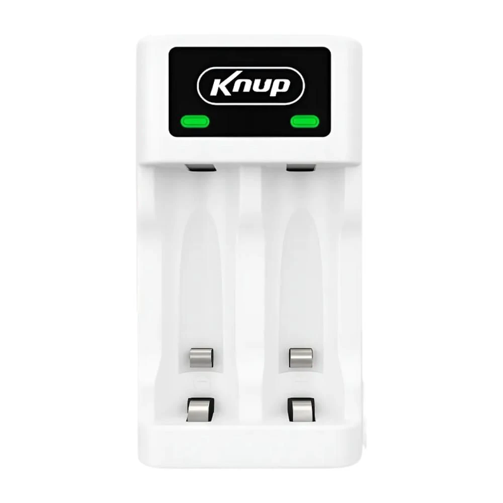 Carregador de Pilhas e Baterias Recarregáveis - Branco - KNUP