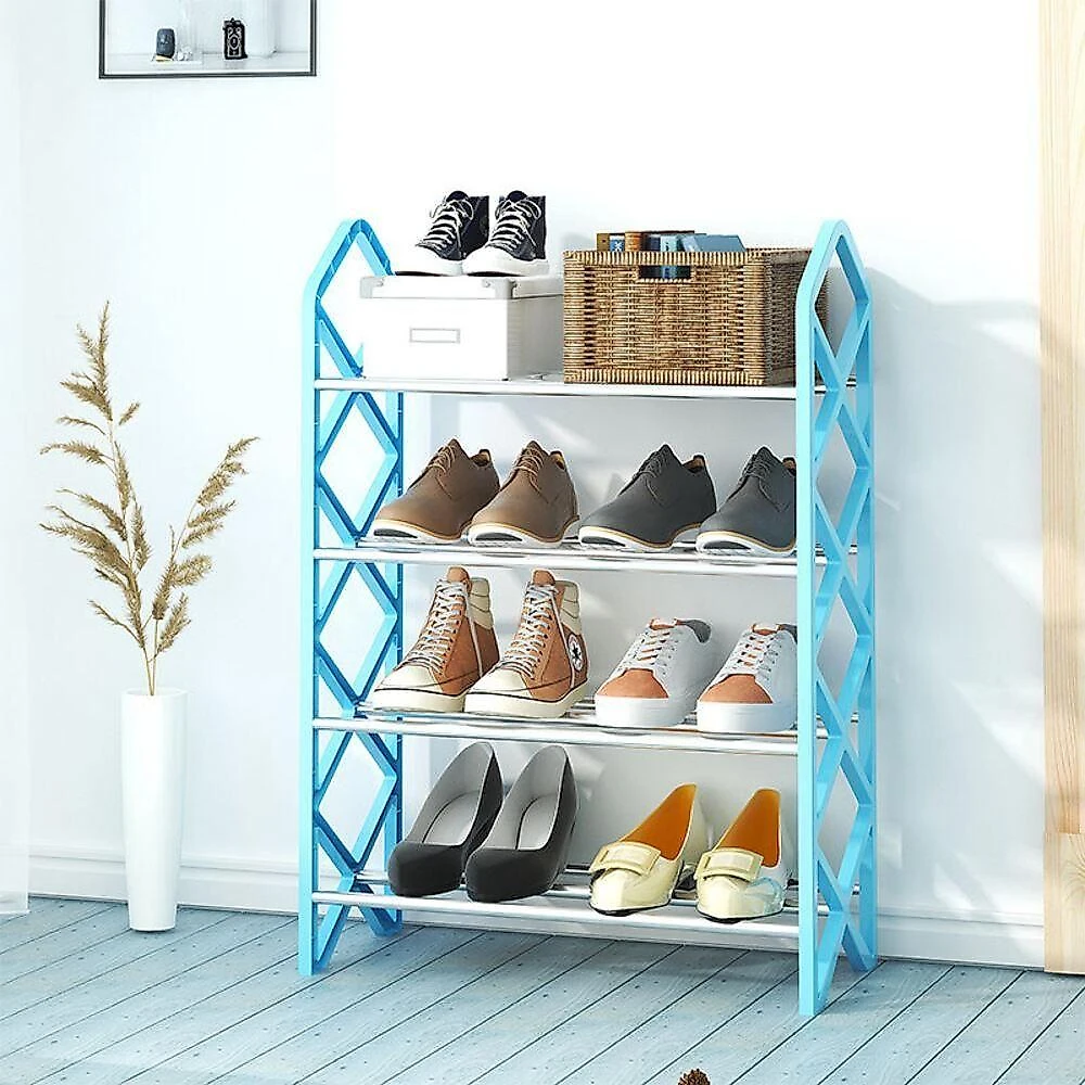 Sapateira Grande Organizador Desmontavel 8 Pares Sala Quarto Porta Hall 4 Prateleiras Multiuso Estante Sapato