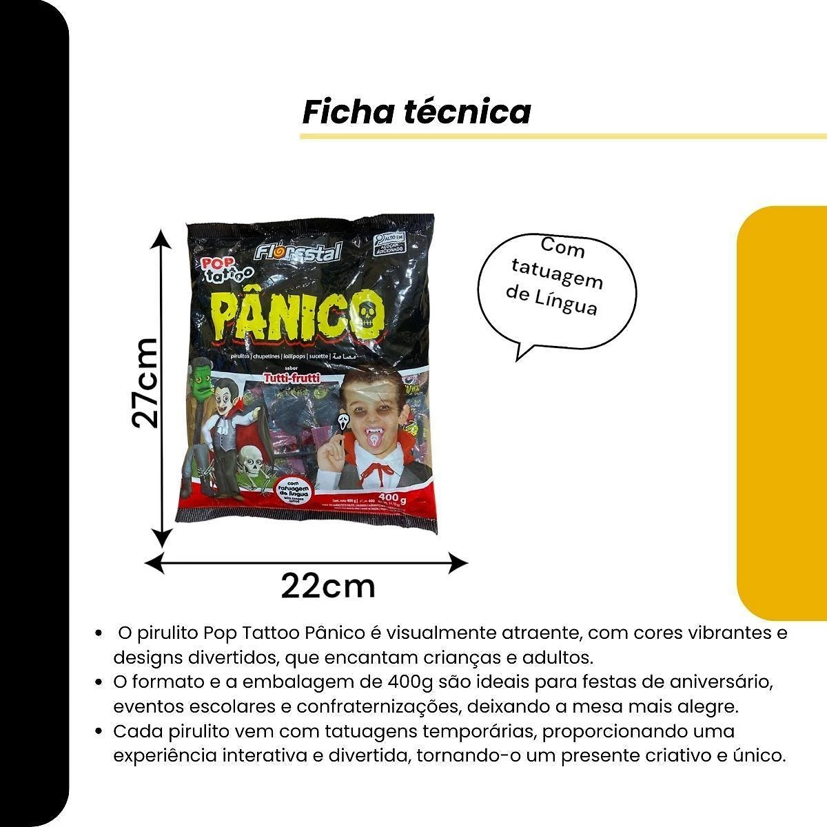 Miniatura Pirulito Pop Tattoo Pânico Tatuagem Língua Pacote De 400G