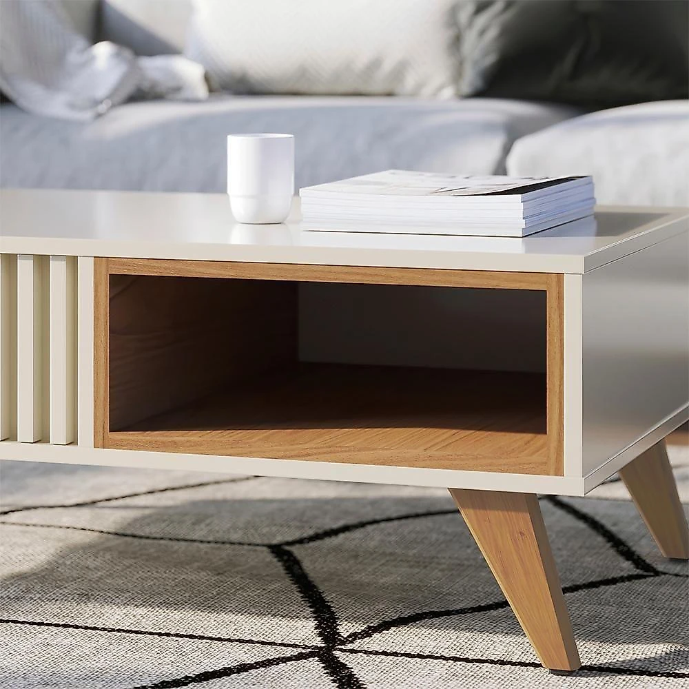 Mesa De Centro Para Sala 91 Cm Jeri Colibri Off White Freijo