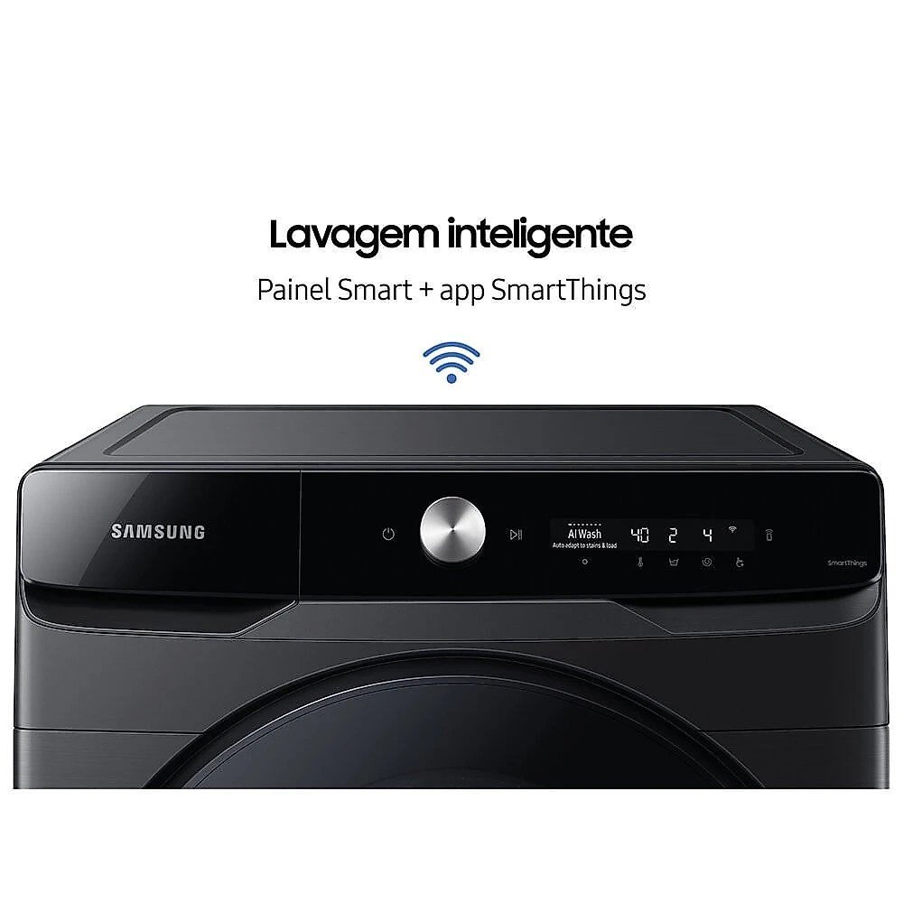 Lava e Seca Samsung 18kg Smart Wie#8209;Fi Ecobubble Vapor de Higiene Black Inox WD18T Black Inox Look - 220V