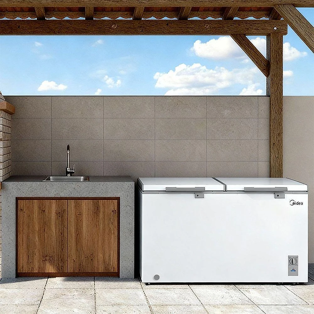 Freezer midea horizontal 418l 2 porta branco bivolt (mdrc564fzd013)