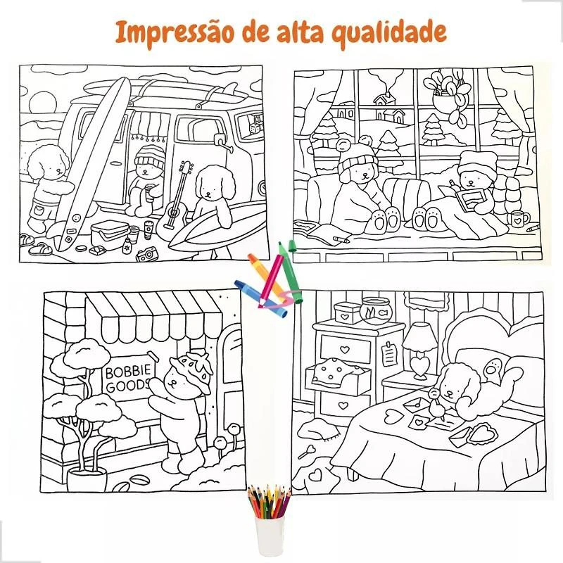 Miniatura Bobbie Goods A5 Livro Colorir 50 Folhas Papel Grosso E Capa