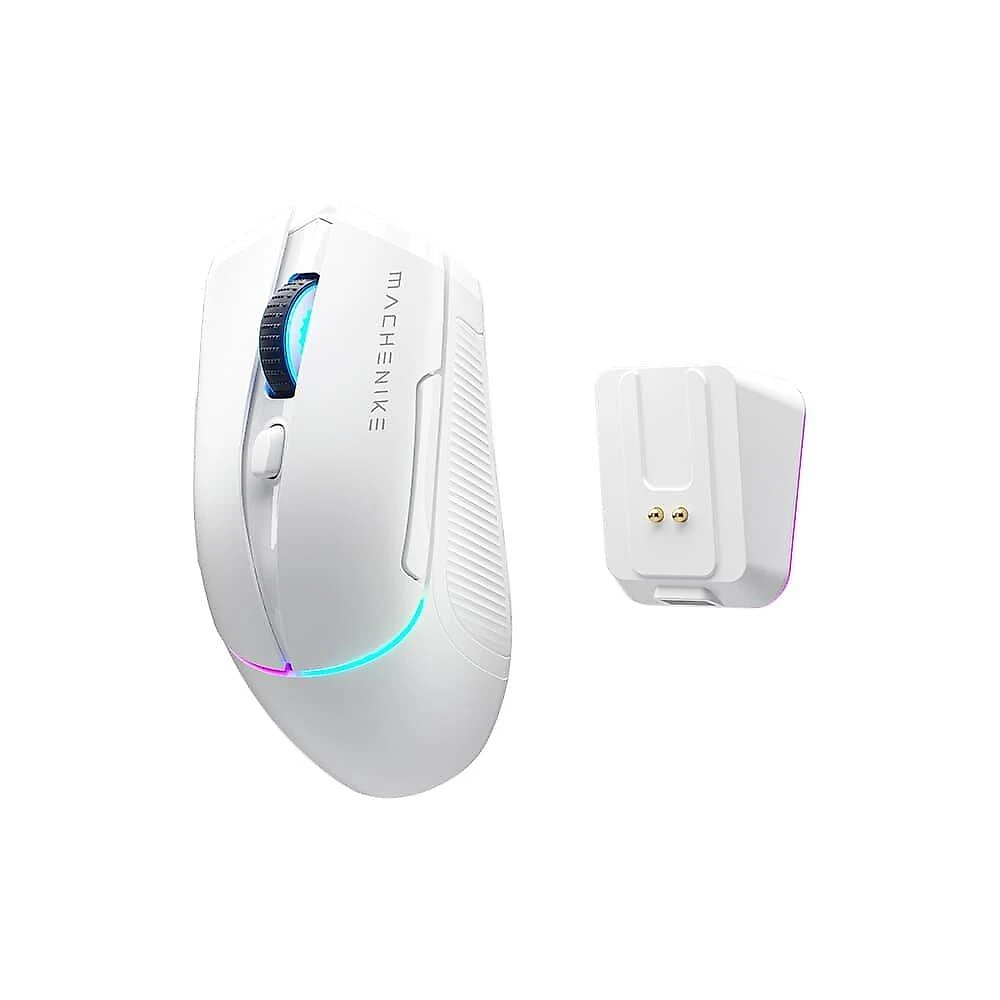 Mouse gamer Machenike L8 pro, RGB, Support 8K, 2.4GHz Wireles + DOCK RGB, Carregamento Sem Fio, Branco - JJ02G3006