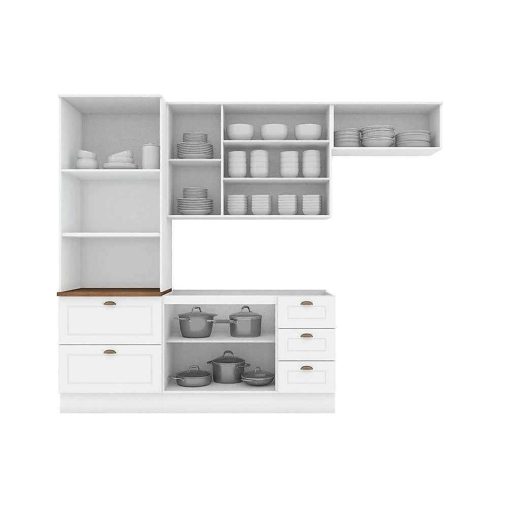 Cozinha Modulada America 8 Portas 5 Gavetas MDF Branco Hp Nature Móveis Henn