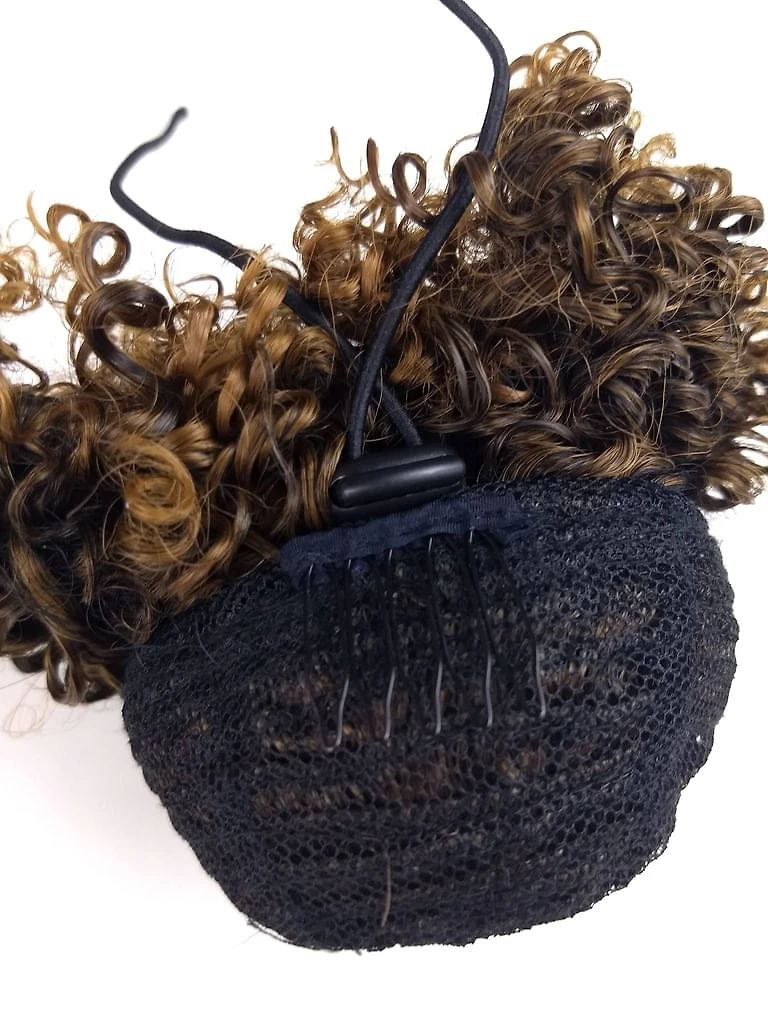 Coque Afro Puff Castanho Acobreado 15cm Fibra Japonesa
