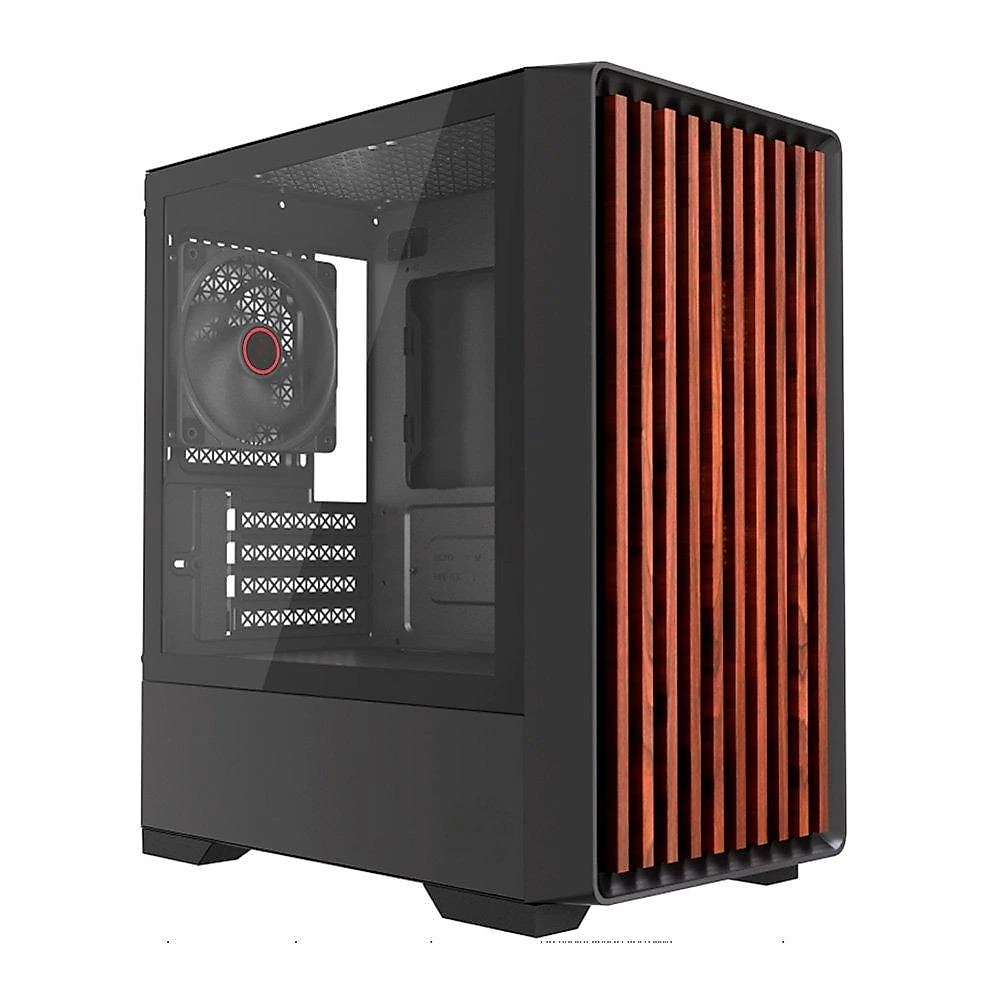 Gabinete Gamer Liketec Bambu, Micro-ATX, Painel Frontal com Detalhes em Madeira, Preto - LC-KB-BAMBU-2025-1004