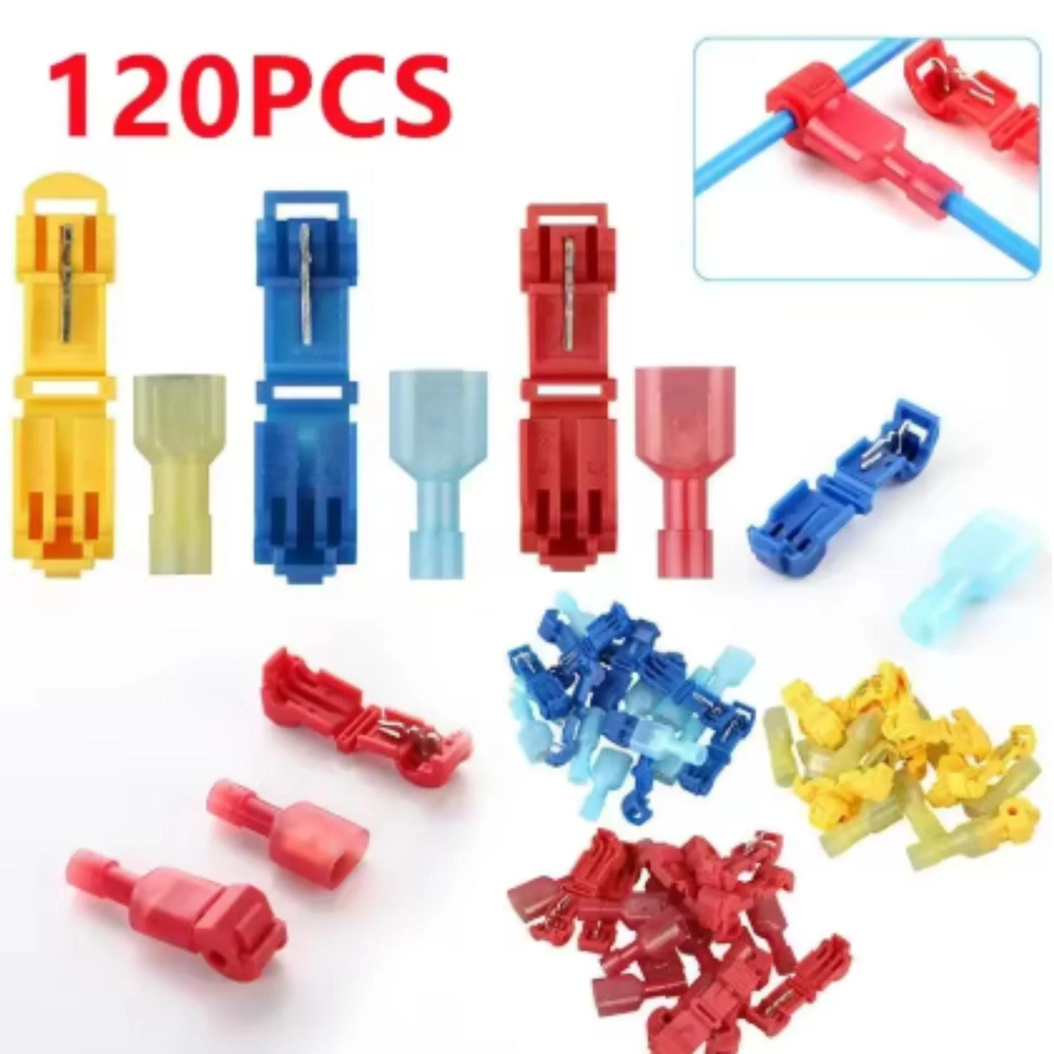 Kit 120 Conector Terminal Crimpagem Fios T-Tap Prova Dagua