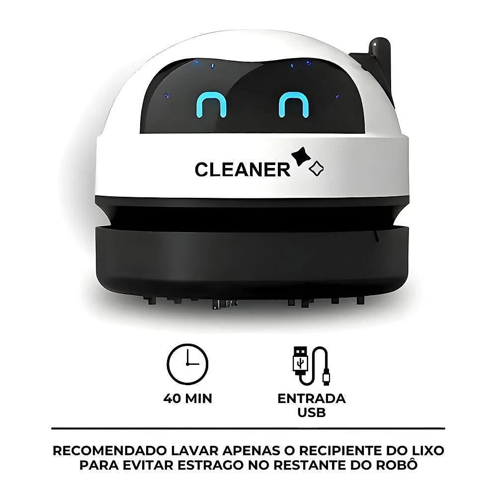 Mini Aspirador de Mesa Portátil Papa Migalhas com Coletor Recarregável Sucção 1000PA USB 5V