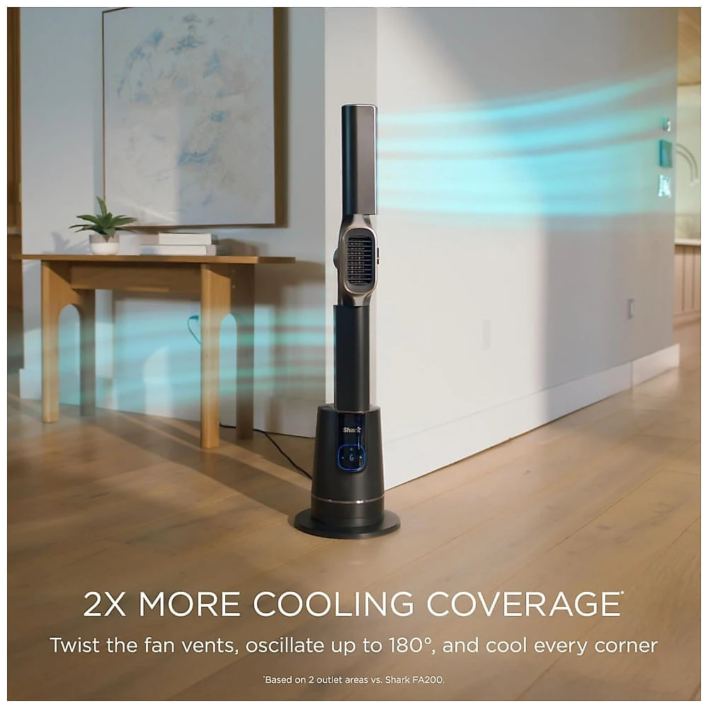 Ventilador Torre Sem Pas Shark TurboBlade Carvao Aquecimento Resfriamento 10 Velocidades 3 Modos Oscilacao 180 graus Modelo TH202 120V
