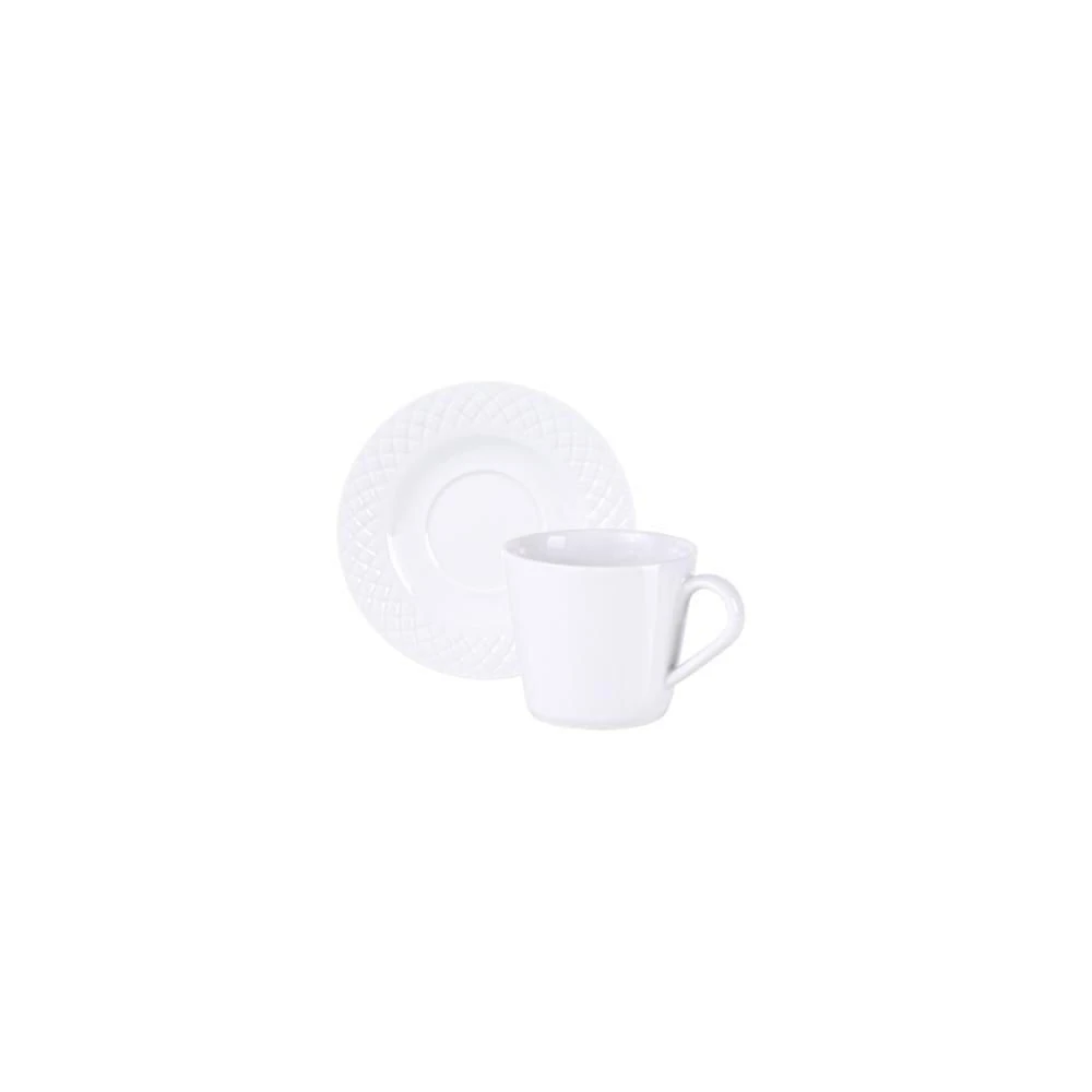 Conjunto Xícara E Pires De Chá Tramontina Ingrid Em Porcelana Decorada 185 Ml 2 Peças