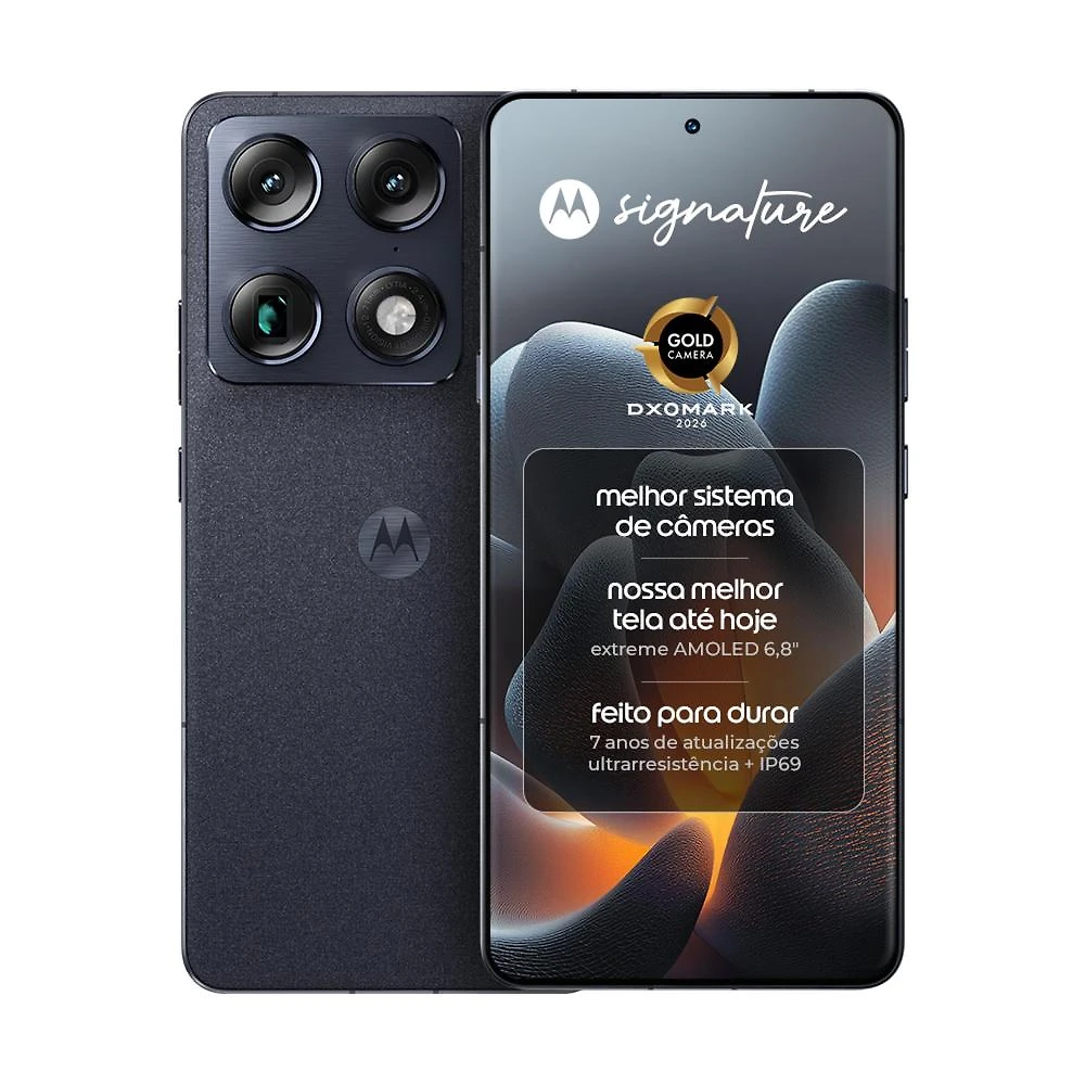 Smartphone motorola signature 6.8” 512gb 5g 165hz câmera tripla 50mp