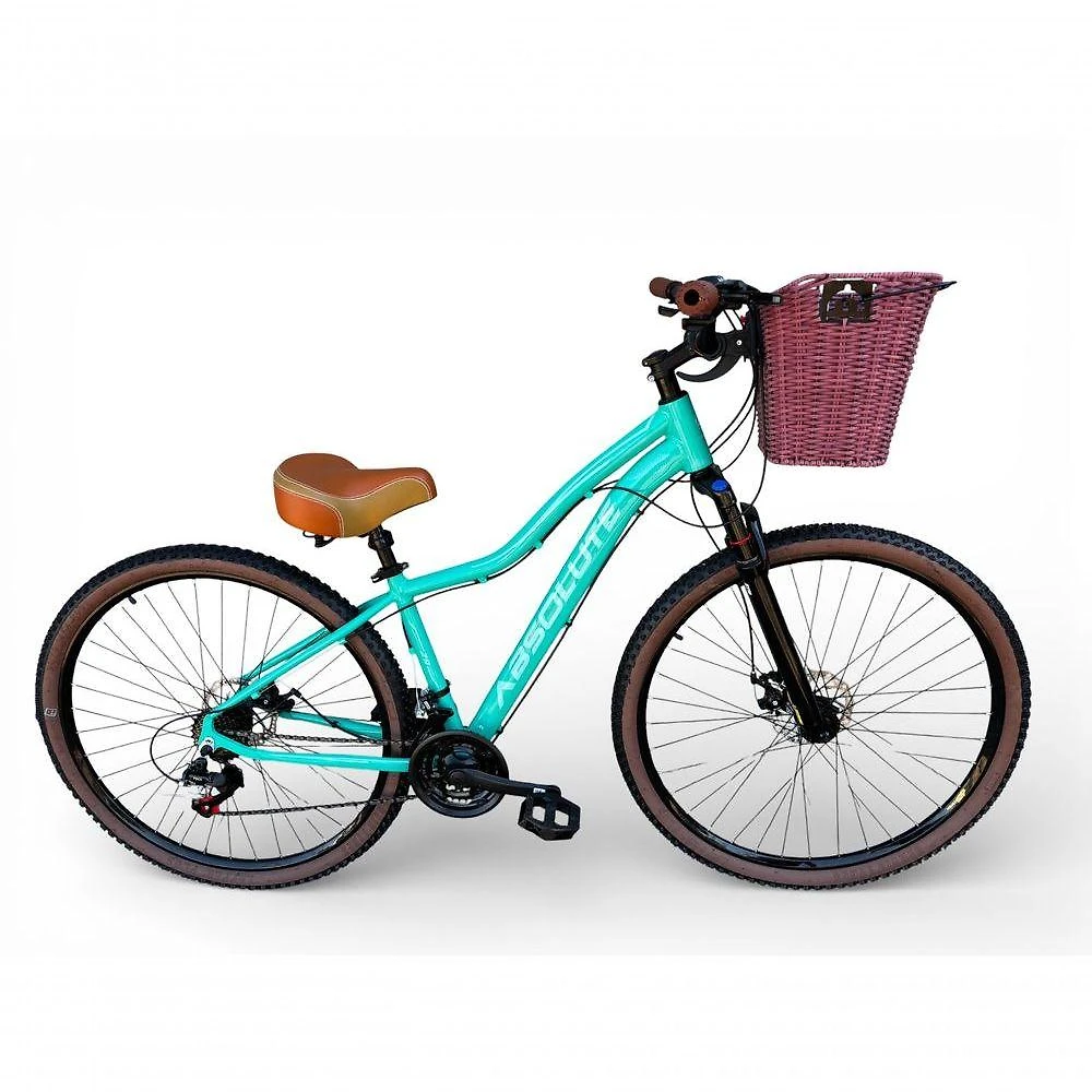 Bicicleta Aro 29 Feminina Absolute Hera Retrô Vintage 21v Confortável Cesta Selim 2 Molas Verde Tamano 17