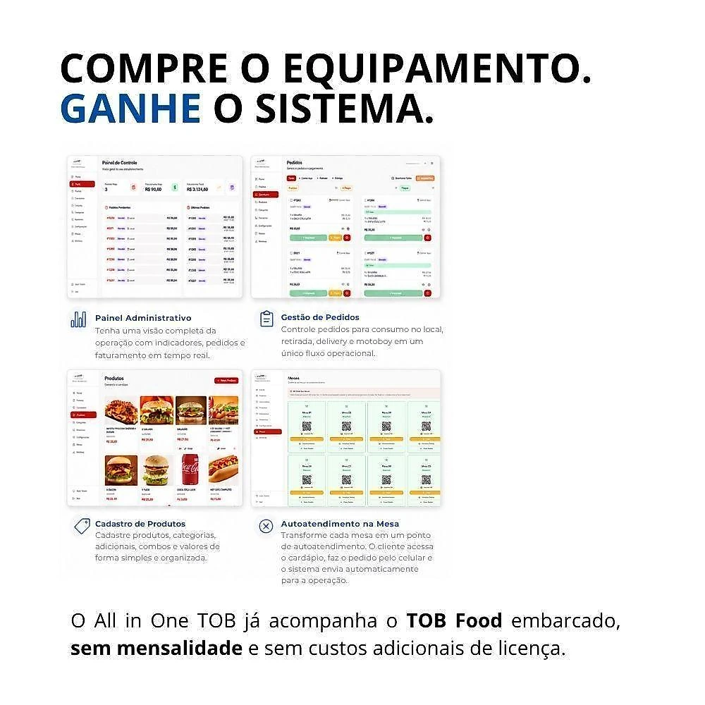 Computador PDV com Perifericos Core I7 2a Geracao 8GB SSD 240GB Sistema TOB Food Bivolt Tob