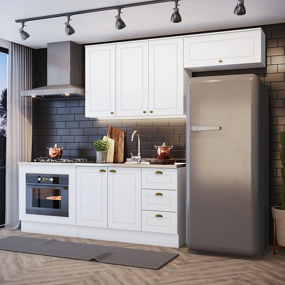 Cozinha Compacta 04 Peças com Aéreo Geladeira Amy Casa 812
