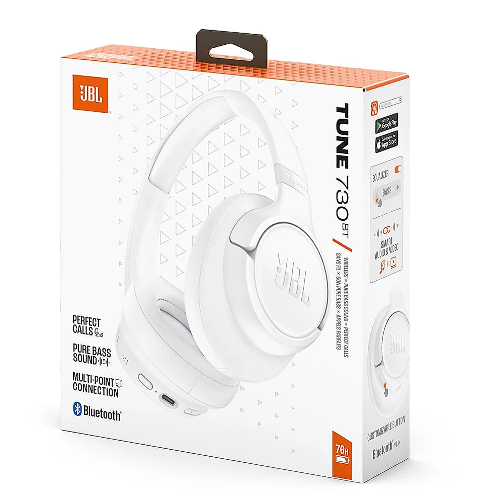 Fone de Ouvido Bluetooth JBL Tune 730BT Headphones Over-ear Branco Bivolt