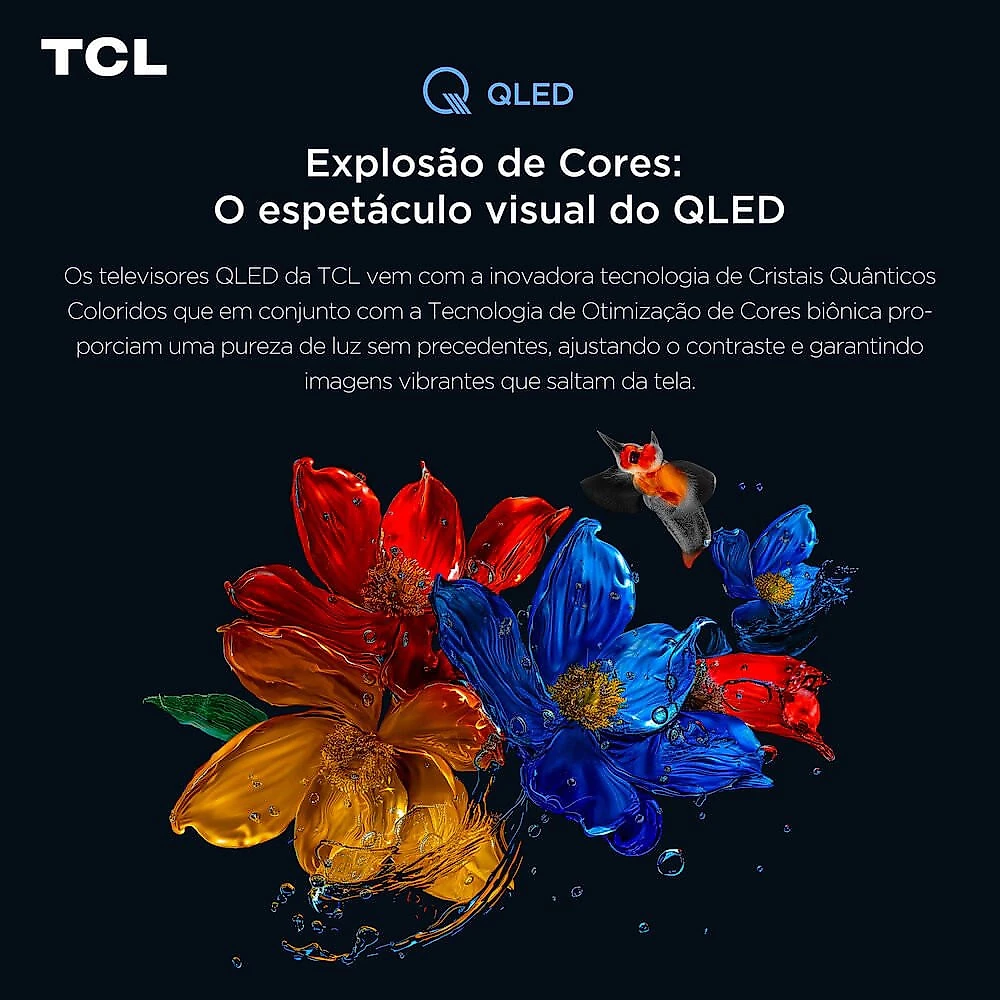 Smart TV TCL 55 Polegadas 4K UHD QLED Google TV 55T6C Preto - Bivolt