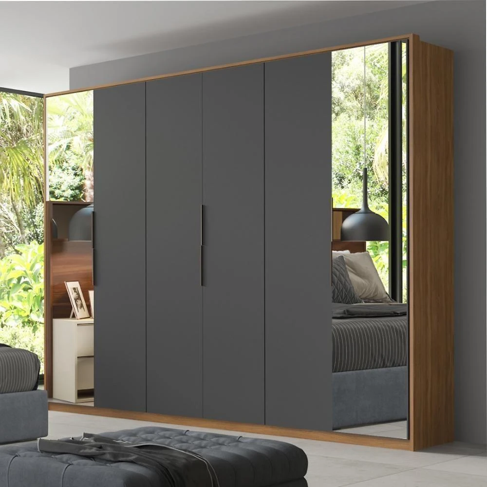Guarda Roupa Casal 6 Portas Com Espelho E 6 Gavetas Equador Amêndola-grafito