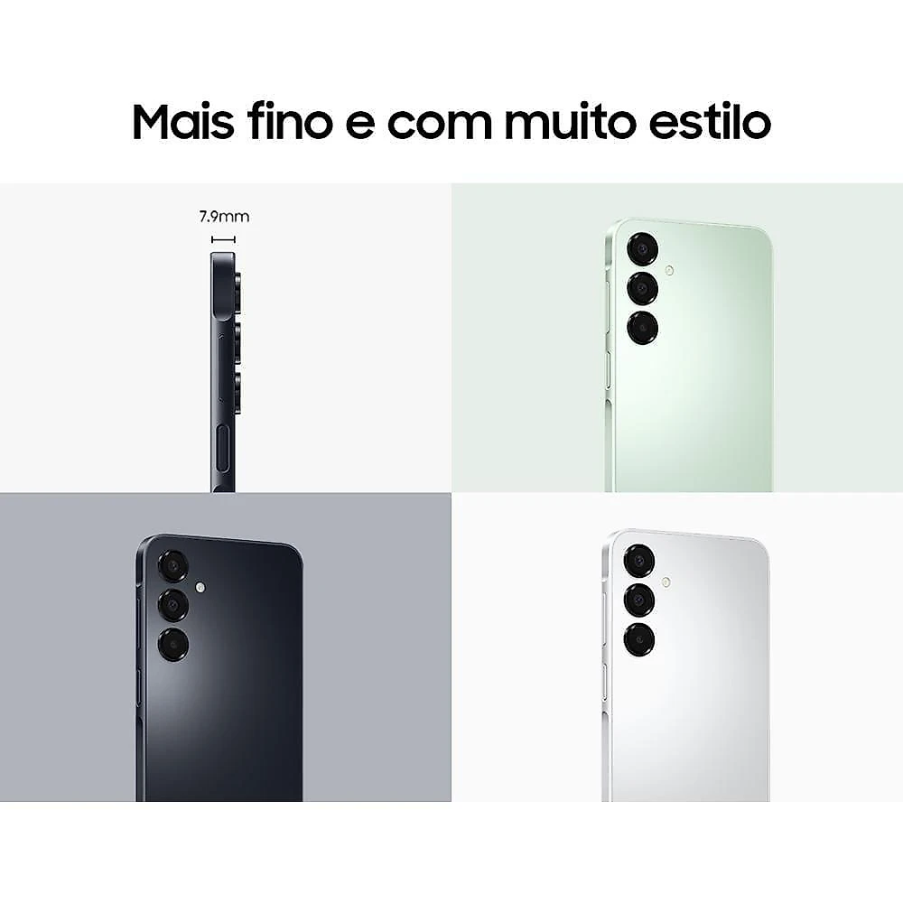 Smartphone samsung galaxy a16 preto, 128gb, 4gb ram, câmera de até 50mp, tela 6.7", nfc, ip54, bateria 5000 mah e processador helio g99