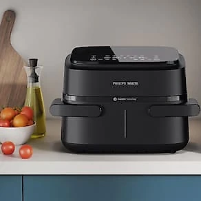 Fritadeira Airfryer Philips Walita Série 1000 NA150 7,1L 1850W Cesto Duplo Preta 110V